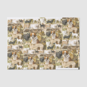 vintage dogs painting tissue paper