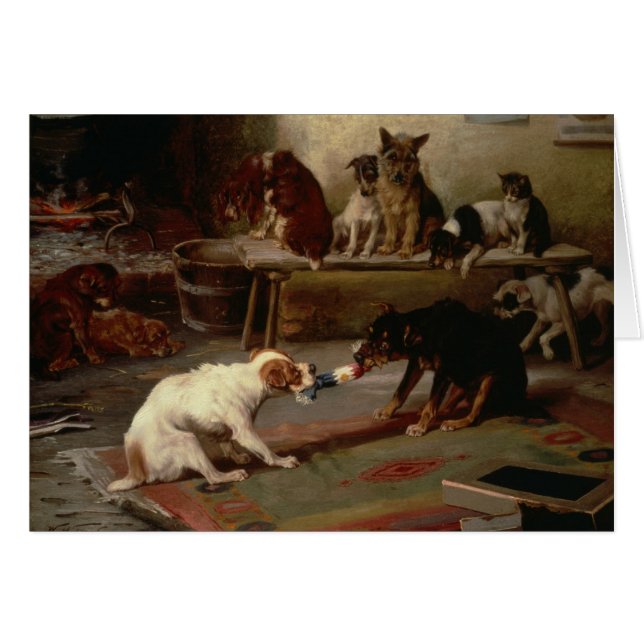 Vintage - Dogs Play Tug of War, (Front Horizontal)