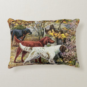 Vintage Dogs Setter Trio Decorative Pillow