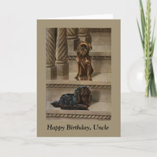Vintage Dogs Sitting on a Staircase Uncle Birthday Card