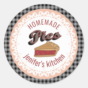 Vintage doily lace typography homemade pies classic round sticker