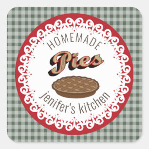 Vintage doily lace typography homemade pies square sticker