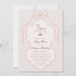 Vintage Doily Rocking Horse Nursery Baby Shower Invitation