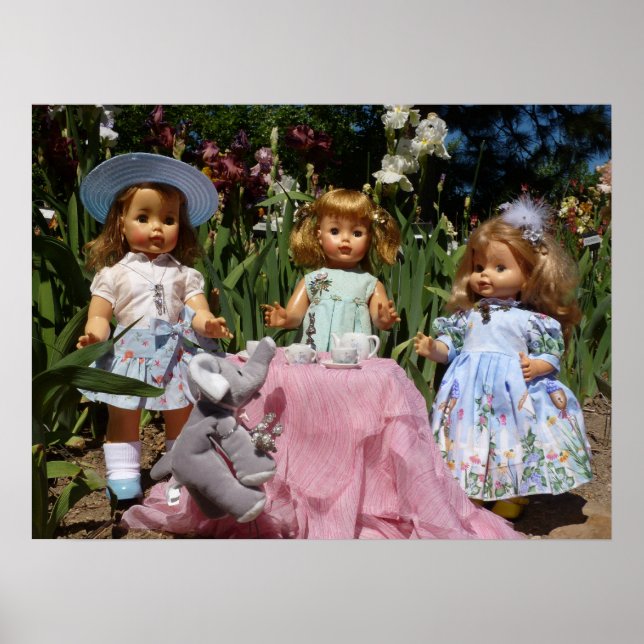 Vintage Dolls Elegant Tea Party Poster (Front)