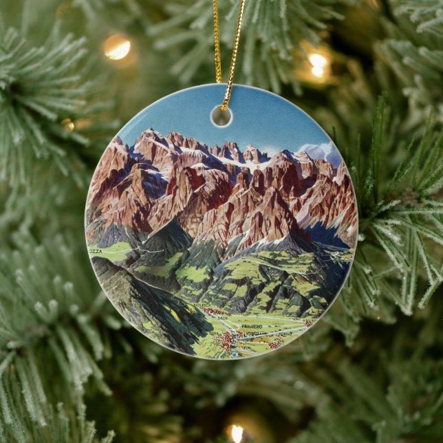 Vintage Dolomites Italy Relief Map Ceramic Ornament (Tree)