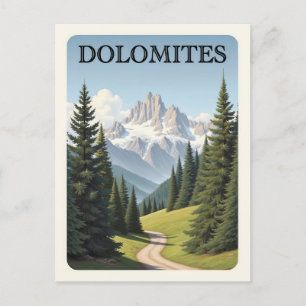 Vintage Dolomites Mountains Italy Landscape Postcard