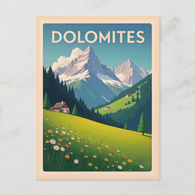 Vintage Dolomites Mountains Italy Landscape Postcard (Front)