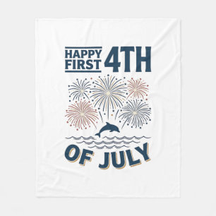 Vintage Dolphin 4th of July Fireworks Shirt Design Fleece Blanket