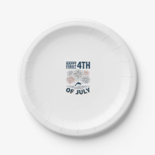 Vintage Dolphin 4th of July Fireworks Shirt Design Paper Plate
