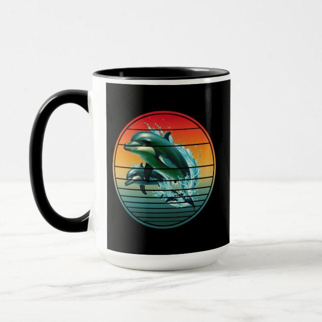Vintage Dolphin Ocean Sea Creature Dolphins Mug (Left)