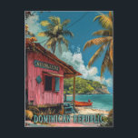 Vintage Dominican Republic Travel Art  Postcard<br><div class="desc">Capture the vibrant spirit of Puerto Plata with this vintage-inspired travel art postcard. Featuring colourful palm trees, azure waters, and a retro aesthetic, it’s the perfect keepsake for wanderlust enthusiasts and beach lovers. Send a piece of paradise or frame it as wall décor – either way, this postcard brings a...</div>