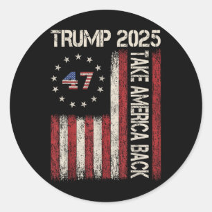 Vintage Donald Trump Take America Back 2025 Americ Classic Round Sticker