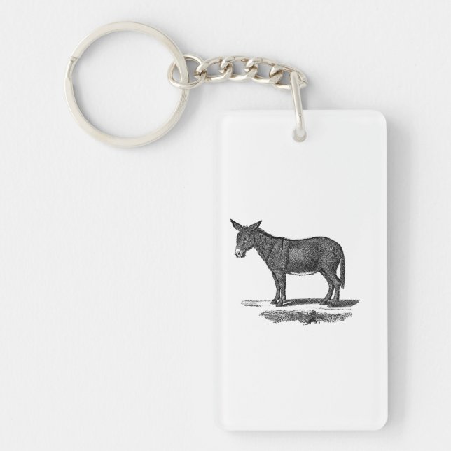 Vintage Donkey Illustration - 1800's Donkeys Keychain (Front)