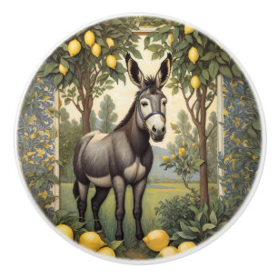 Vintage Donkey Under the Lemon Trees Ceramic Knob
