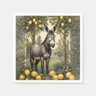 Vintage Donkey Under the Lemon Trees Napkin