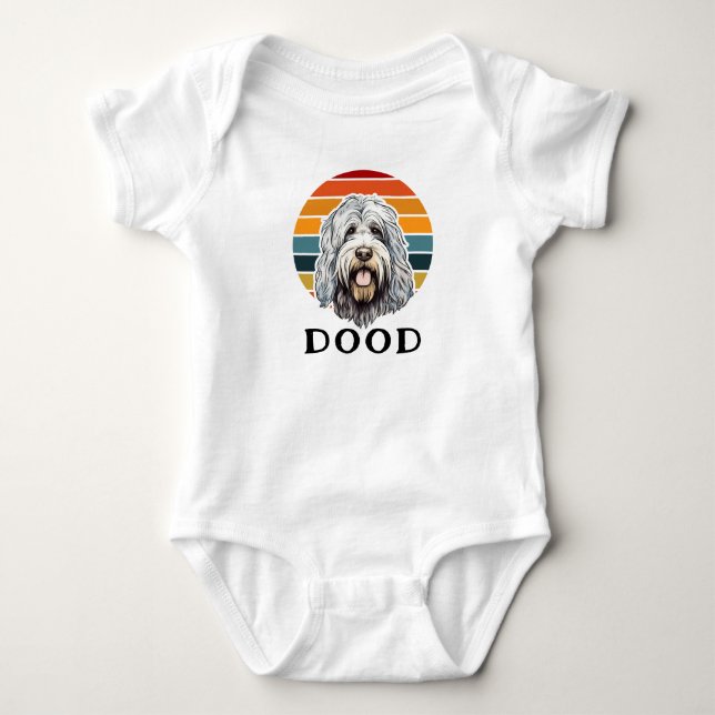 Vintage Doodle Dog Funny Bodysuit (Front)