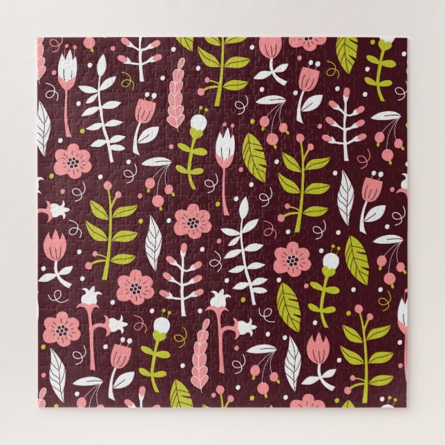 Vintage Doodle Floral Seamless Pattern Jigsaw Puzzle (Vertical)