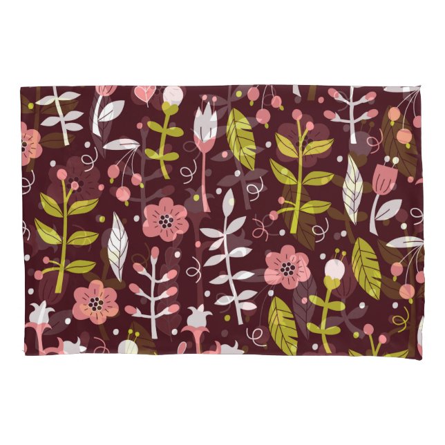 Vintage Doodle Floral Seamless Pattern Pillowcase (Front)