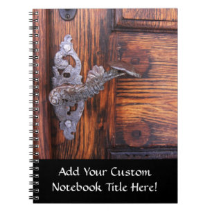 Vintage Door Handle, Aged Wood Real Estate Notebook