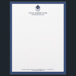 Vintage Door Knocker Logo Blue Border  Letterhead<br><div class="desc">A stylish and classic letterhead design with a hint of glamour - this business stationery for interior designers includes a blue toned greek key patterned background with your name or business name elegantly displayed in dark blue with a blue door knocker logo. Designed by 1201AM, a boutique design agency specializing...</div>