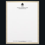 Vintage Door Knocker Logo Gold/Black Border  Letterhead<br><div class="desc">A stylish and classic letterhead design with a hint of glamour - this business stationery for interior designers includes a faux gold and white greek key patterned background with your name or business name elegantly displayed in black with a vintage door knocker logo above it. Designed by 1201AM, a boutique...</div>