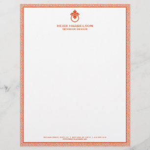 Vintage Door Knocker Logo Orange Border  Letterhead