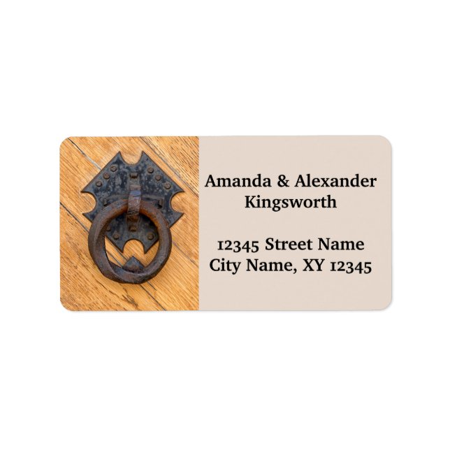 Vintage door knocker photo address label (Front)