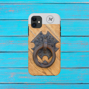 Vintage door knocker photo with Monogram iPhone 11 Case