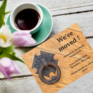 Vintage Door Knocker we have moved Announcement Postcard