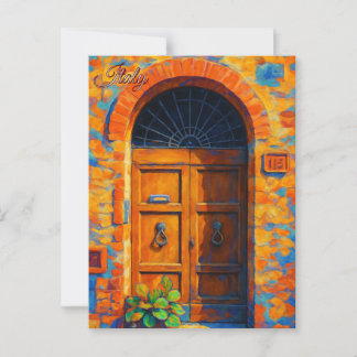 Vintage Door Tuscany Italy Retro Europe Travel Postcard