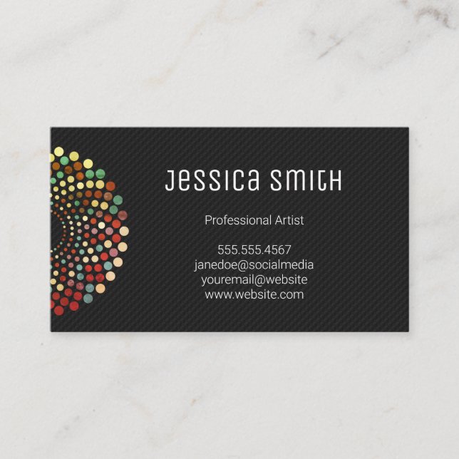 Vintage Dot Pattern | Modern Art | Monogram Business Card (Front)