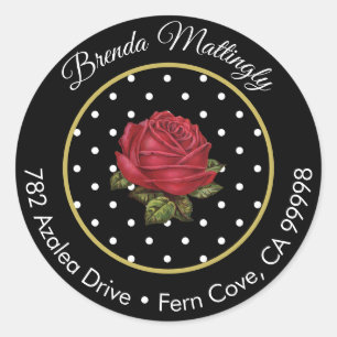 Vintage Dots Floral Return Address Envelope Seal