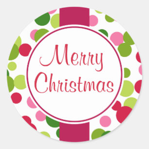 Vintage Dots Merry Christmas Stickers