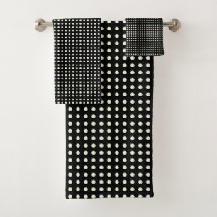 Vintage Dots Pattern in Black and White  Bath Towel Set