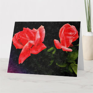 Vintage Double Stylized Rose Card