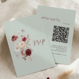 Vintage Dove Grey Pale Ash Pastel Floral rsvp Card