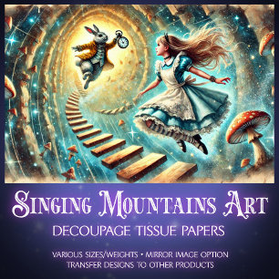 Vintage Down The Rabbit Hole Alice Decoupage Tissue Paper