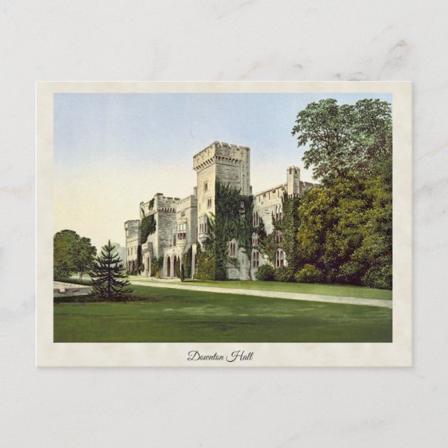 Vintage Downton Hall Shropshire England Postcard (Front)