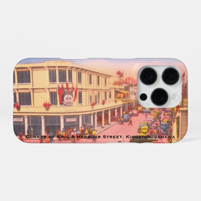 Vintage Downtown Kingston, Jamaica (King Street) iPhone Case (Back Horizontal)