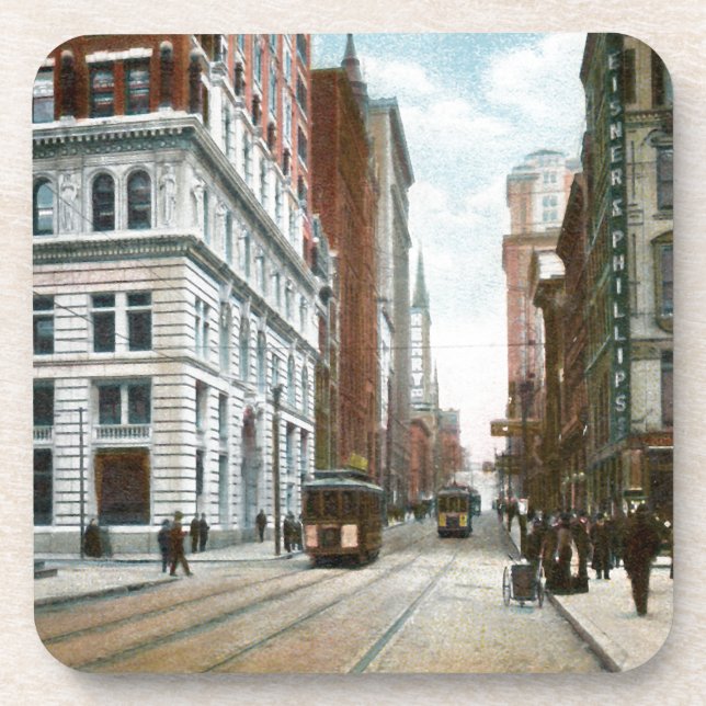 Vintage Downtown Pittsburgh Coaster (Front)