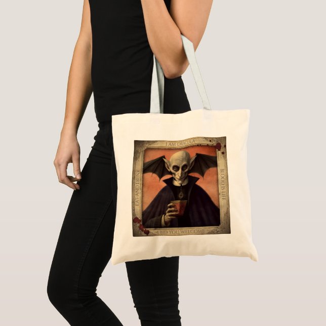 Vintage Dracula Vicious Vampire Halloween Spooky Tote Bag (Front (Product))