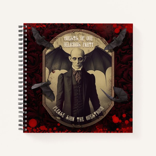 Vintage Dracula Victorian Halloween Guest Book (Front)