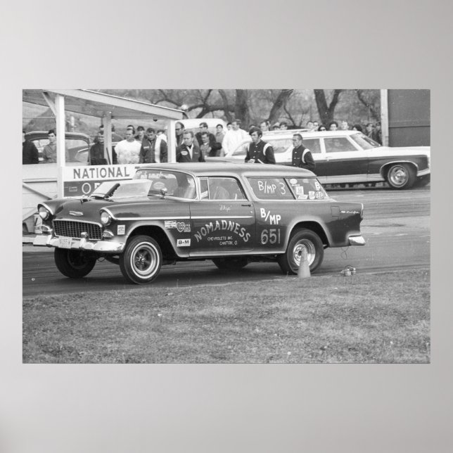 Vintage Drag Racing - 1955 Chevy BelAir Nomadness Poster (Front)