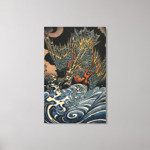 Vintage Dragon at Sea Canvas Print