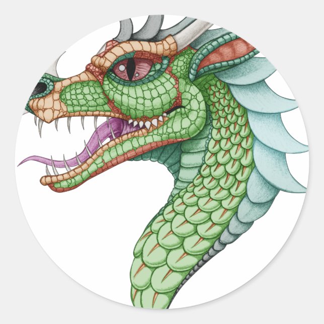 Vintage Dragon Classic Round Sticker (Front)