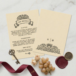 Vintage Dragon Emblem Wedding Details Enclosure Card