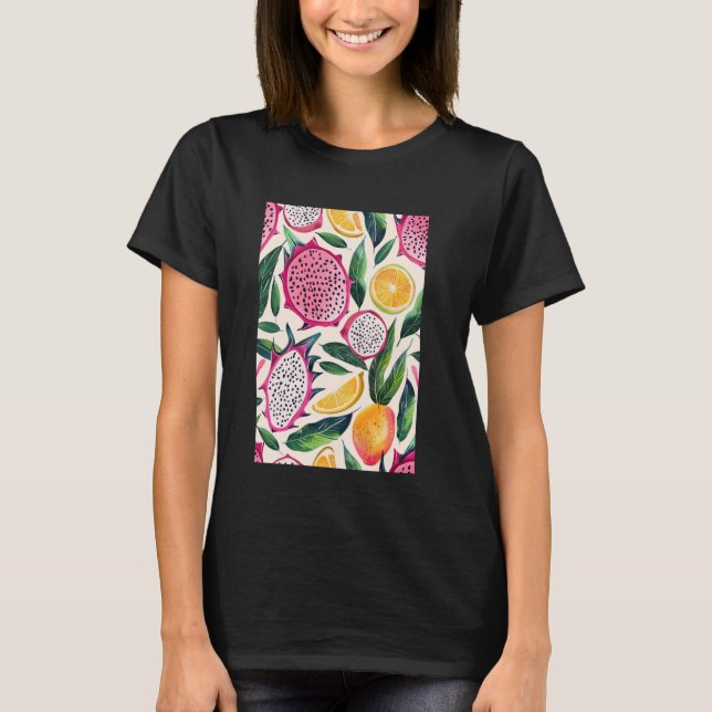 Vintage Dragon Fruit Cute Pattern Art T-Shirt (Front)