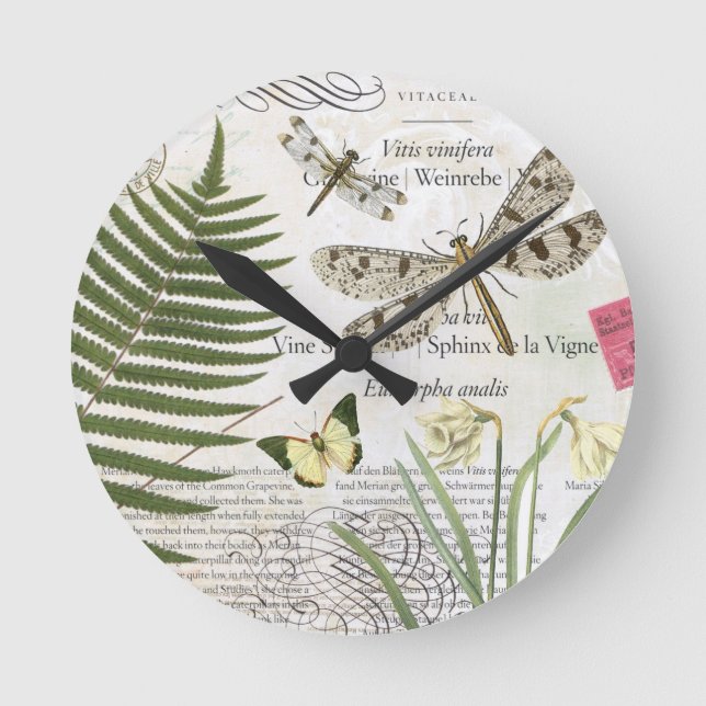 Vintage Dragonflies clock (Front)