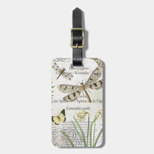 Vintage Dragonflies luggage tag