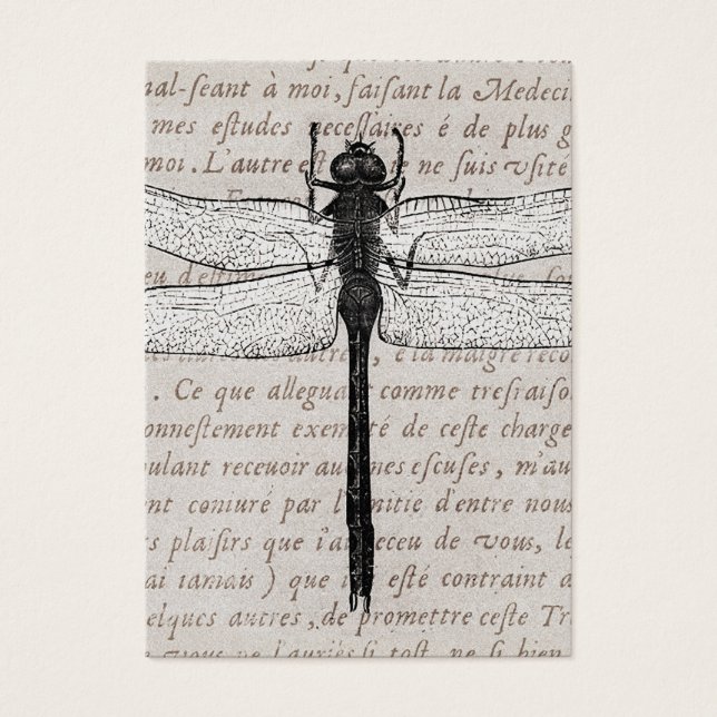 Vintage Dragonfly and Antique Text Collage (Front)